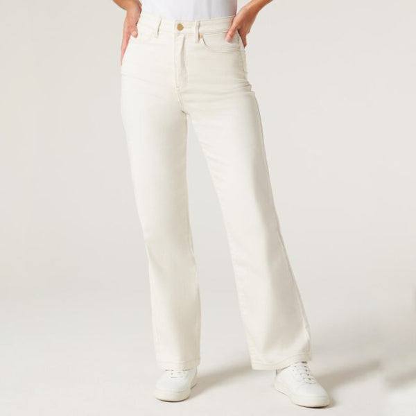 Jeanwest Ladies Cotton Woven Jean - Ecru