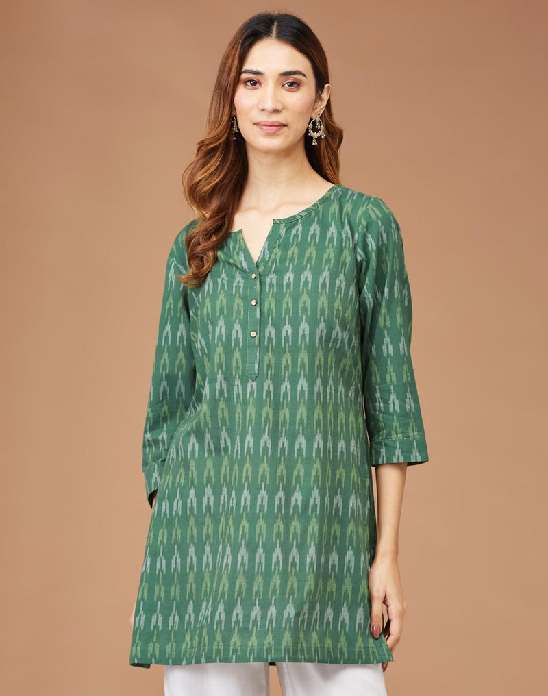 Women Kurta Short Green