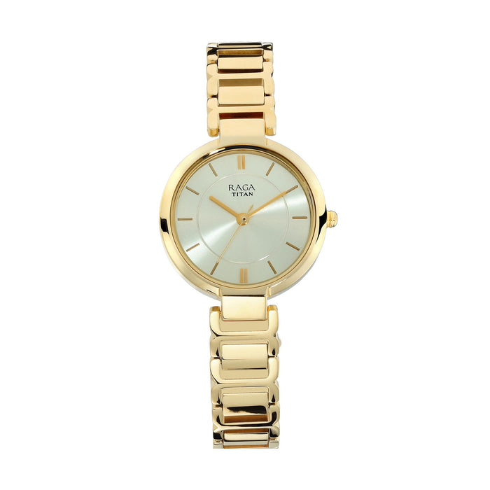 Titan Raga Viva Champagne Dial With Metal Strap Ladies  Watch