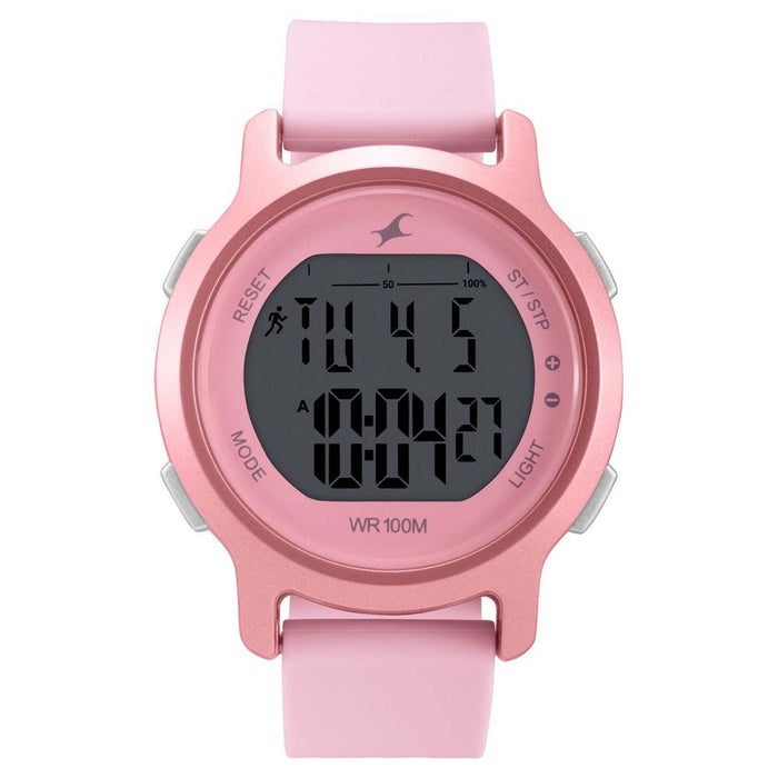 Fastrack streel Line Digital Dial pink Silicon Strap Ladies Watch